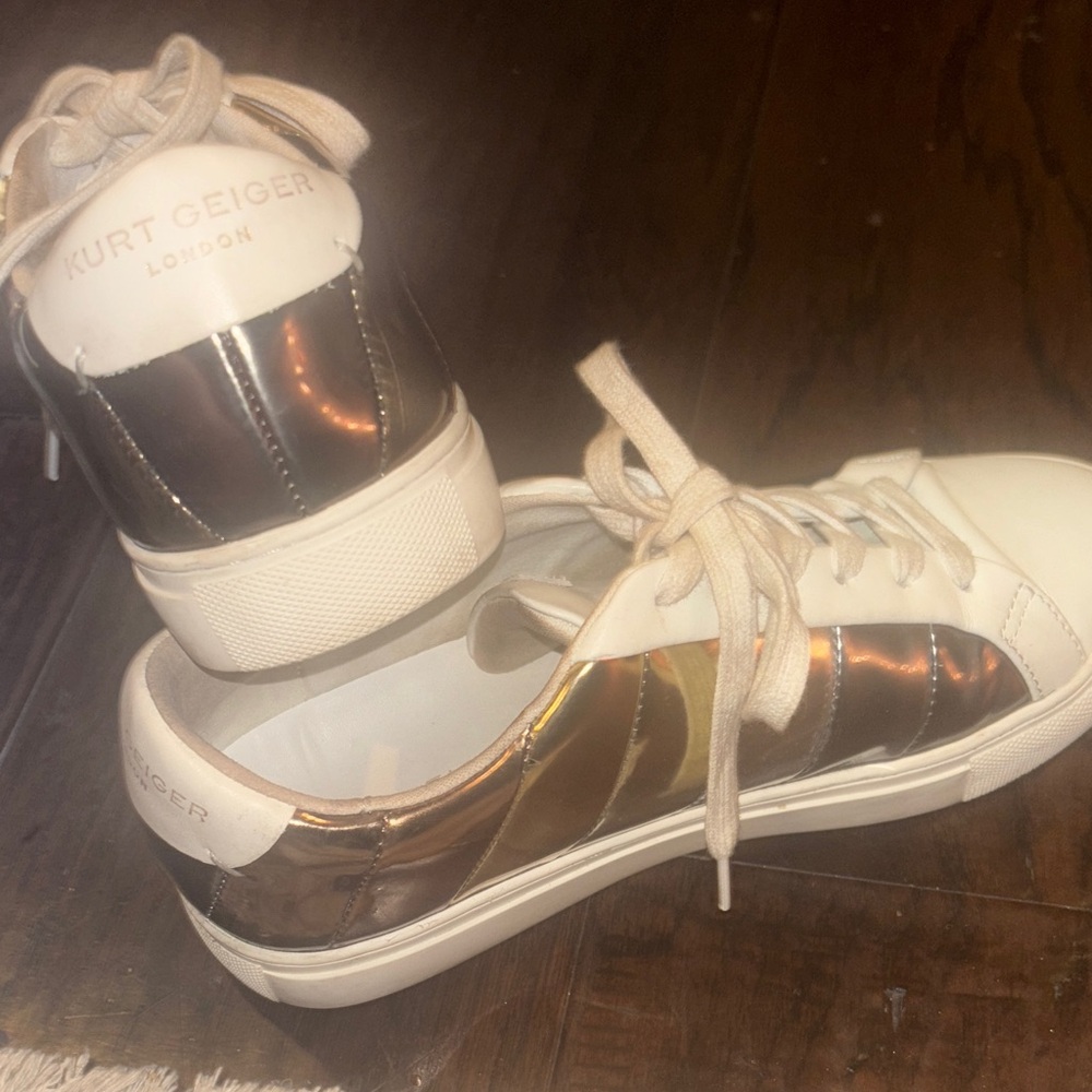 Kurt Geiger Gold/ Silver/ Bronze and White Sneakers - Picture 4 of 6